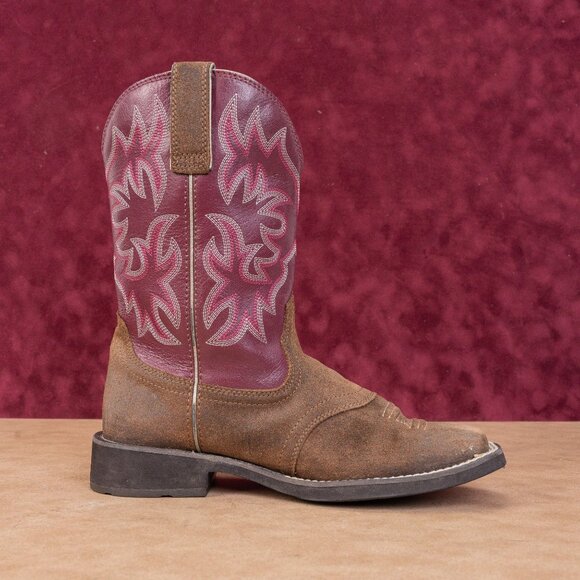 Ariat Women Delilah Brown Pink Leather Cowboy Western Boots sz 7 - Picture 4 of 9